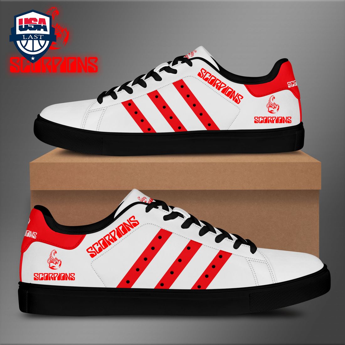 Scorpions Red Stripes Style 2 Stan Smith Low Top Shoes – Saleoff