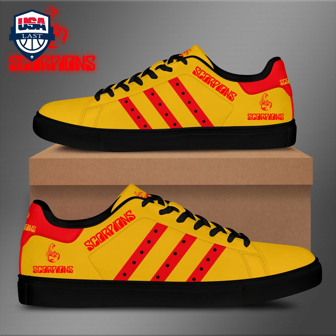 Scorpions Red Stripes Style 5 Stan Smith Low Top Shoes - She has grown up know