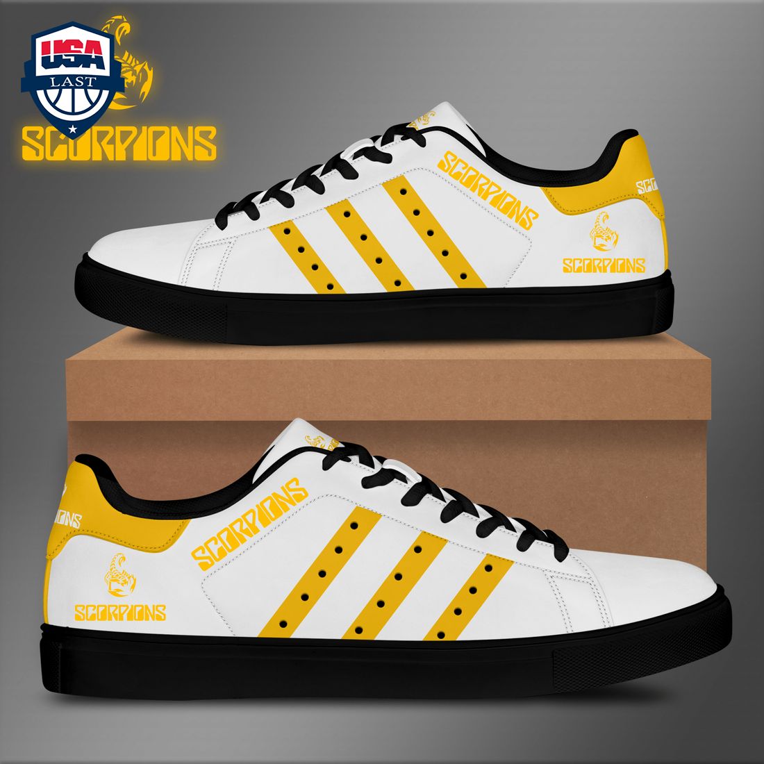 Scorpions Yellow Stripes Style 2 Stan Smith Low Top Shoes – Saleoff