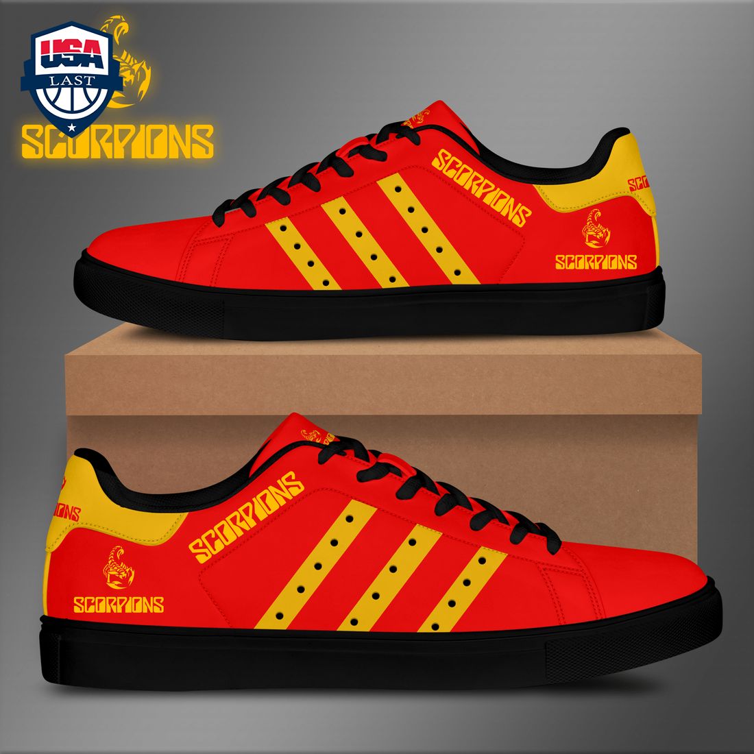 Scorpions Yellow Stripes Style 3 Stan Smith Low Top Shoes – Saleoff