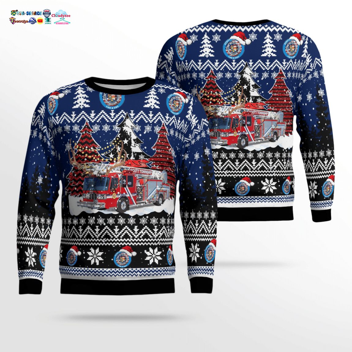 Scott Township Fire & EMS 3D Christmas Sweater