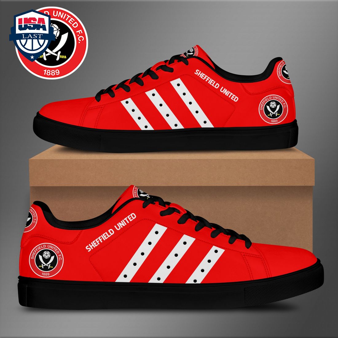 Sheffield United FC White Stripes Stan Smith Low Top Shoes – Saleoff