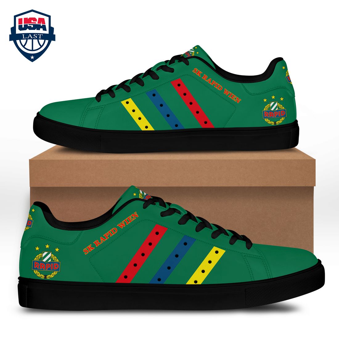 SK Rapid Wien Red Blue Yellow Stripes Stan Smith Low Top Shoes – Saleoff