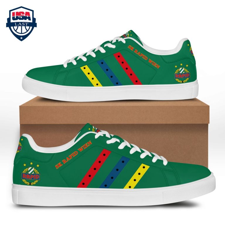 SK Rapid Wien Red Blue Yellow Stripes Stan Smith Low Top Shoes - You look lazy