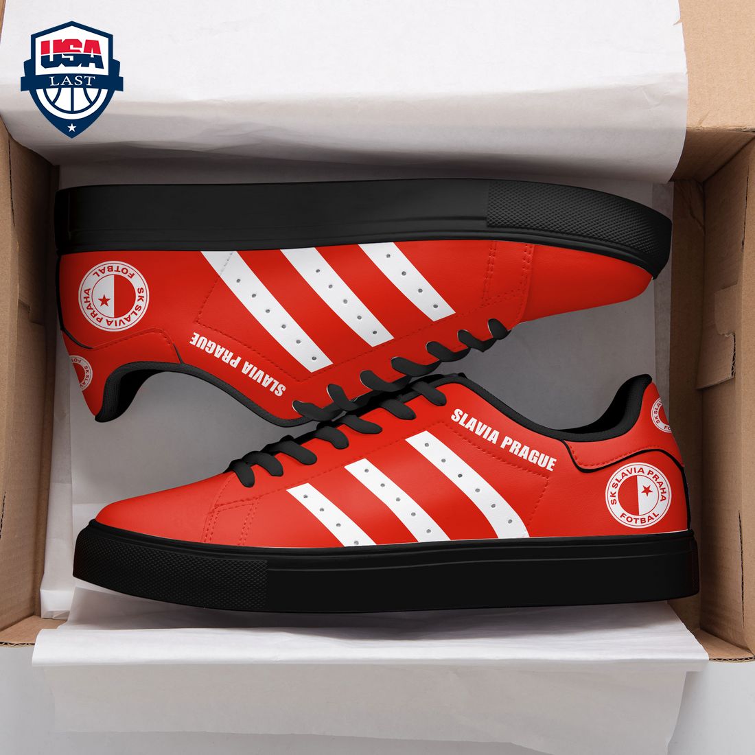 Slavia Prague White Stripes Style 1 Stan Smith Low Top Shoes – Saleoff