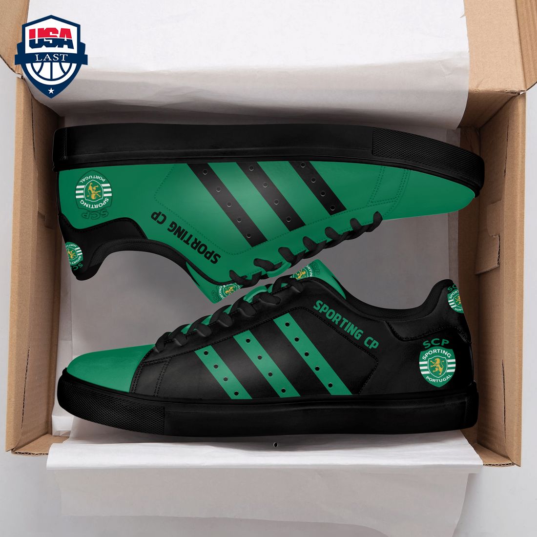 Sporting CP Black Green Stripes Stan Smith Low Top Shoes – Saleoff