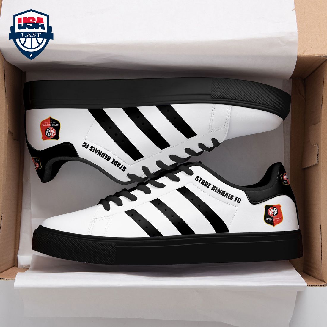 Stade Rennais FC Black Stripes Stan Smith Low Top Shoes – Saleoff