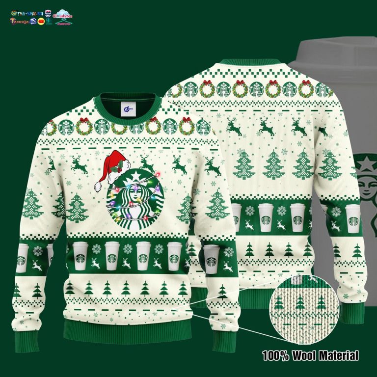 Starbucks Santa Hat Ugly Christmas Sweater - Natural and awesome