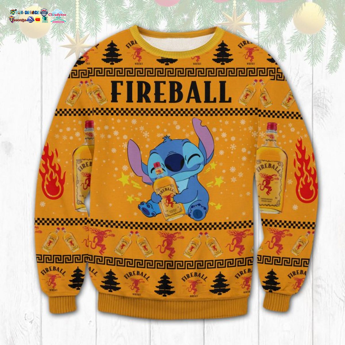Stitch Hug Fireball Ugly Christmas Sweater