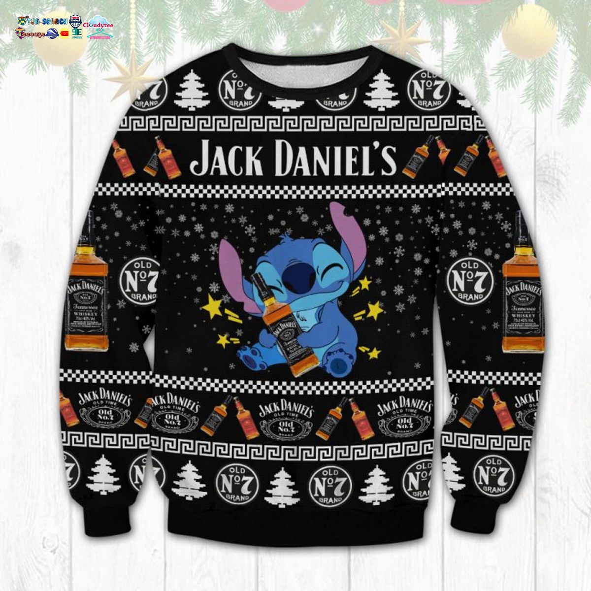 Stitch Hug Jack Daniel’s Ugly Christmas Sweater