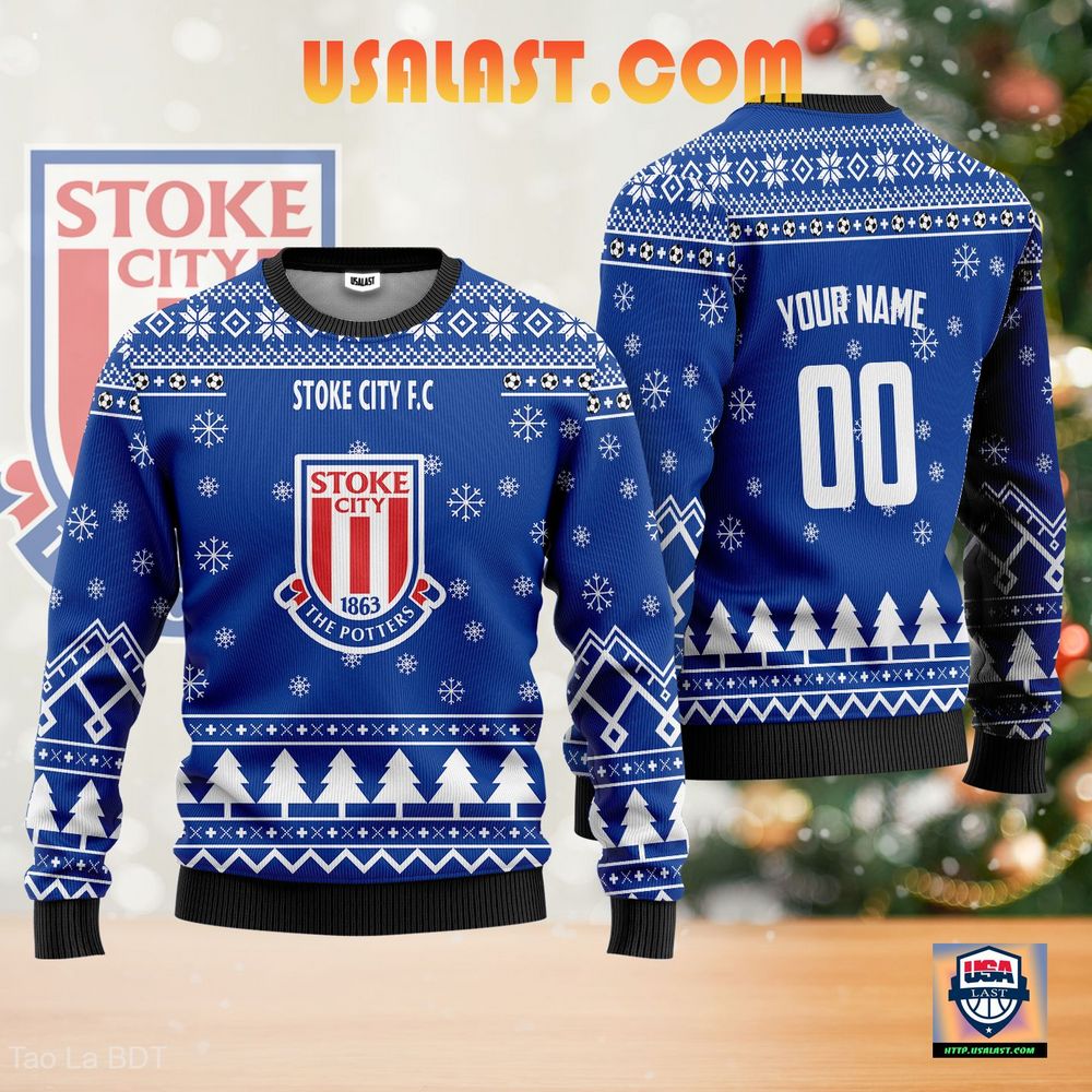 Stoke City F.C Personalized Ugly Sweater Blue Version – Usalast