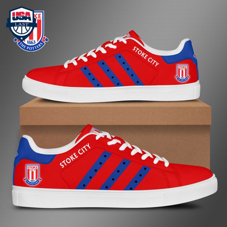 Stoke City FC Blue Stripes Style 2 Stan Smith Low Top Shoes - You look too weak