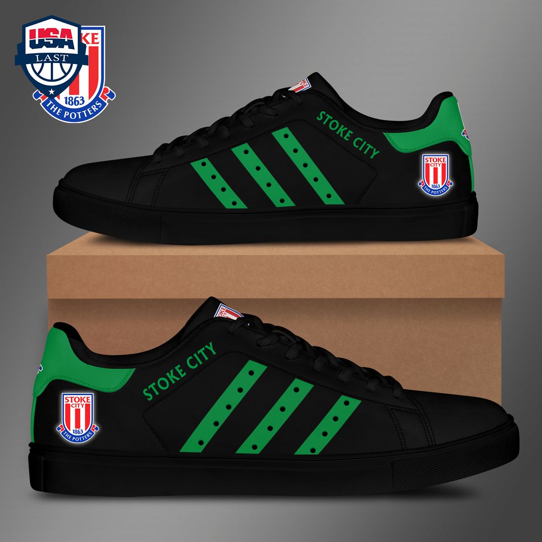 Stoke City FC Green Stripes Style 1 Stan Smith Low Top Shoes – Saleoff