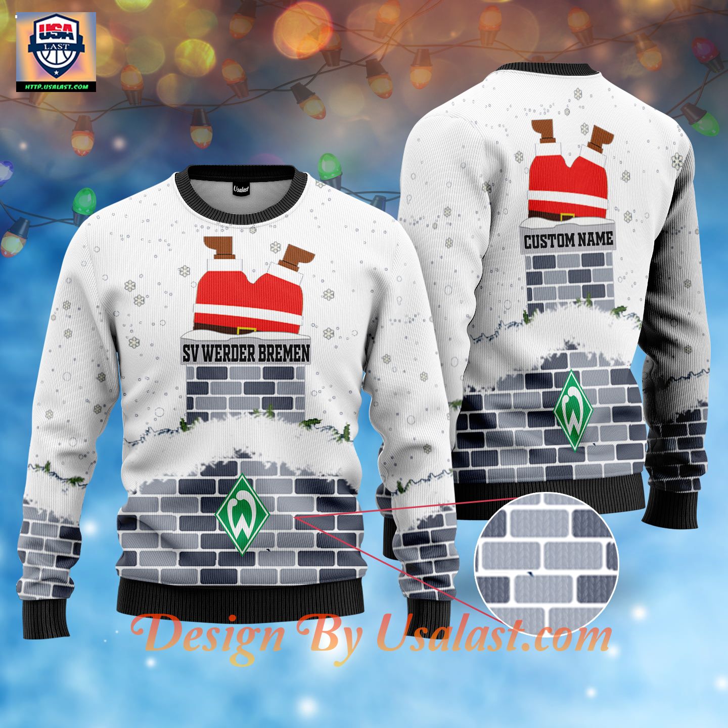 SV Werder Bremen Custom Name Ugly Christmas Sweater – White Version – Usalast