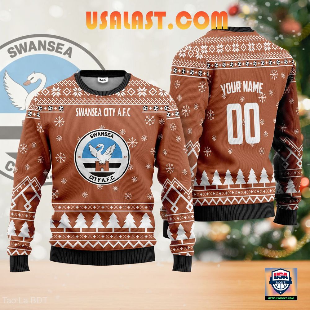 Swansea City A.F.C Personalized Ugly Sweater Red Orange Version – Usalast