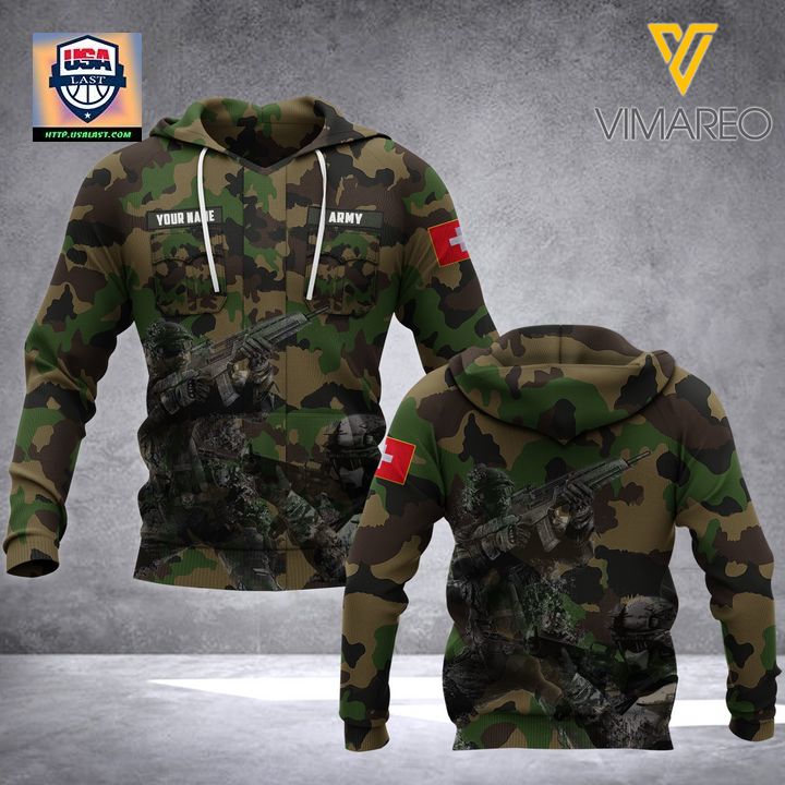 Swiss Camo Art Combat Custom Name 3D Hoodie - My favourite picture of yours