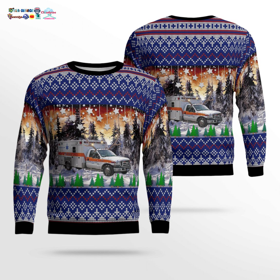 Tennessee Cumberland County EMS 3D Christmas Sweater