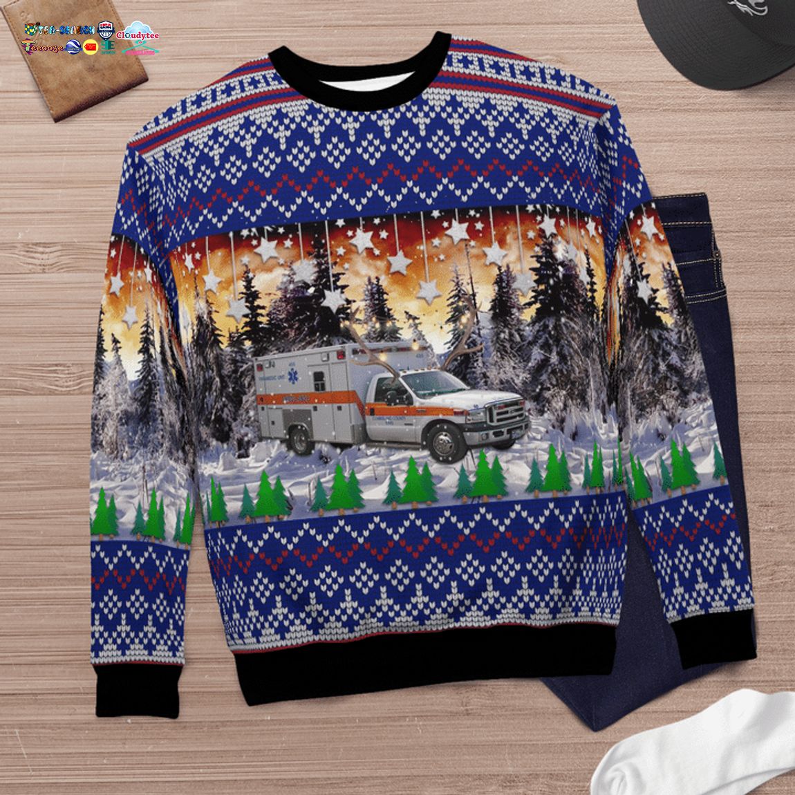 Tennessee Cumberland County EMS 3D Christmas Sweater