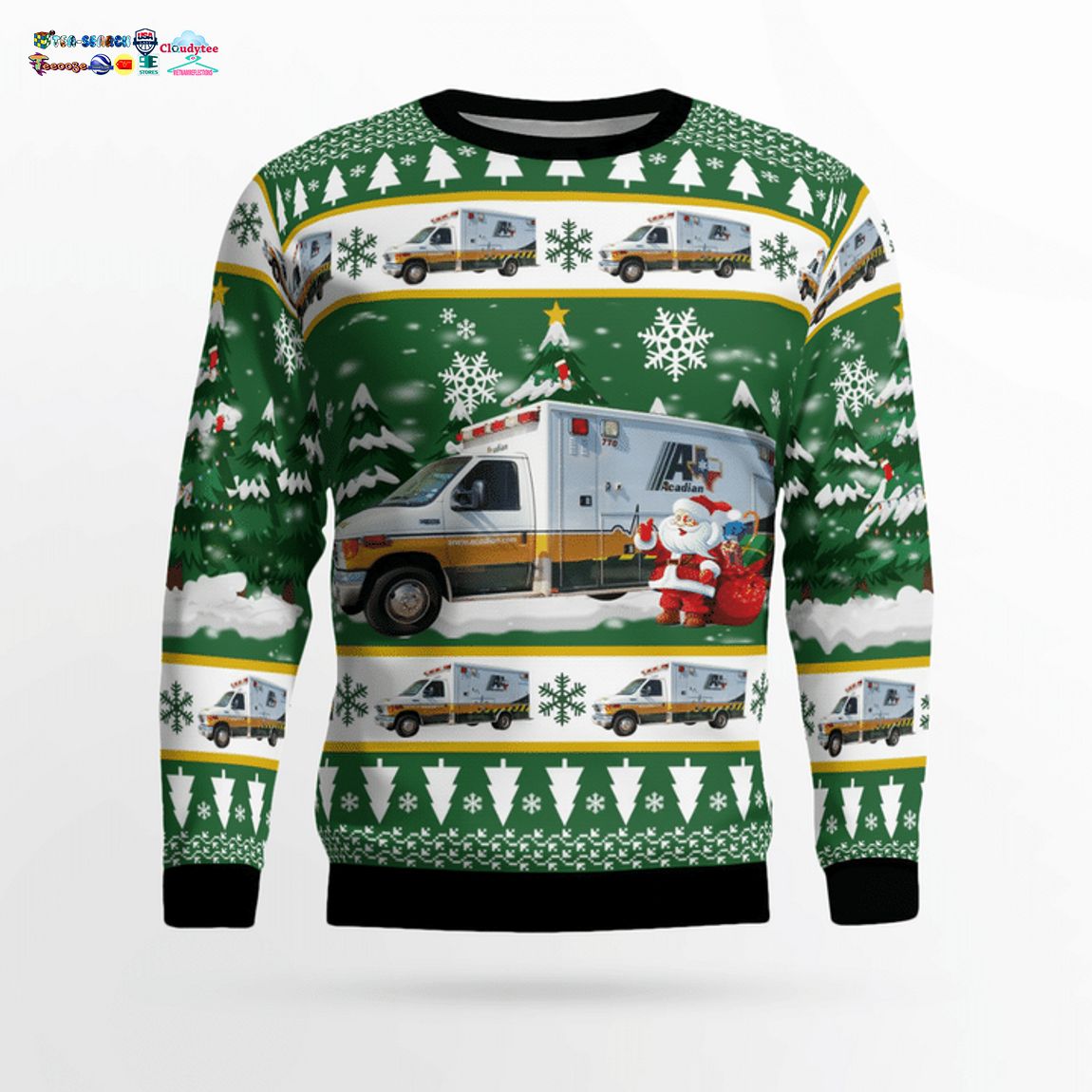 Texas Acadian Ambulance Ford E-450 3D Christmas Sweater
