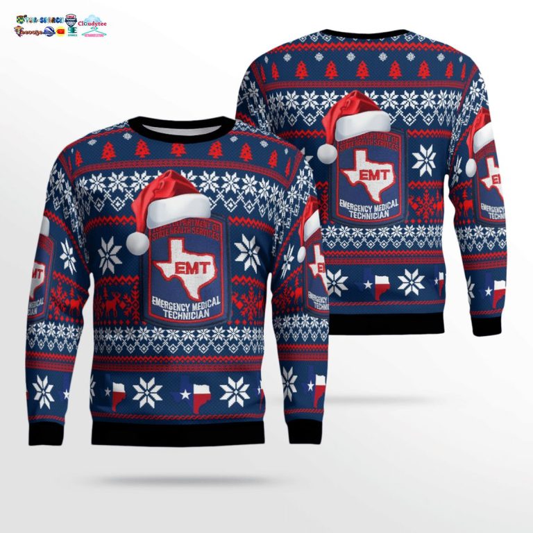 Texas Department of State Health Services EMT 3D Christmas Sweater - Cool DP