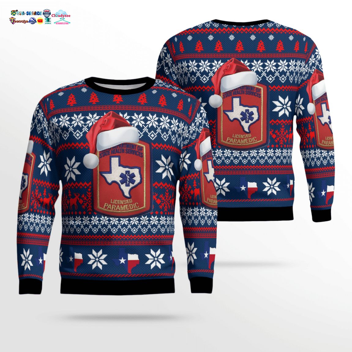 Texas Department Of State Health Services Licensed Paramedic 3D Christmas Sweater