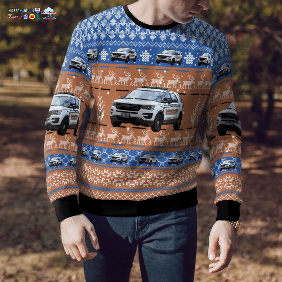 Texas Harris County Sheriff Ford Police Interceptor Utility 3D Christmas Sweater