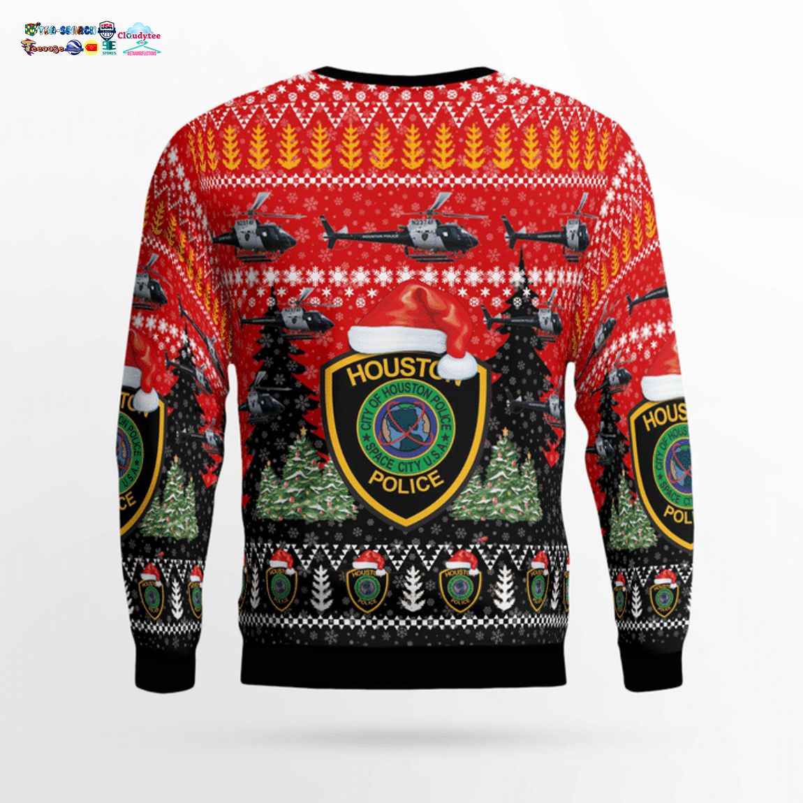 Texas Houston Police Department H125 Helicopter 3D Christmas Sweater