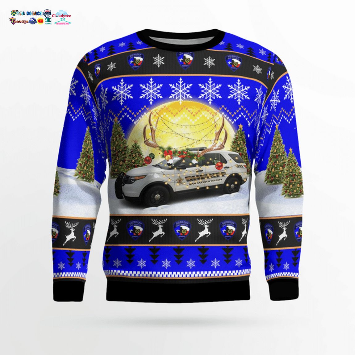 Texas San Jacinto County Sheriff Ford Interceptor SUV 3D Christmas Sweater