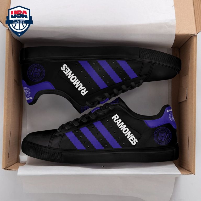 The Ramones Purple Stripes Stan Smith Low Top Shoes - Studious look