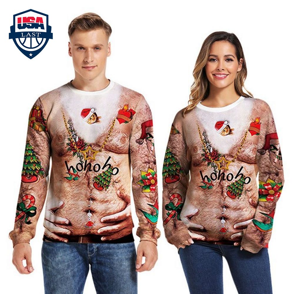 Topless Big Belly Ho Ho Ho Ugly Christmas Sweater – Saleoff