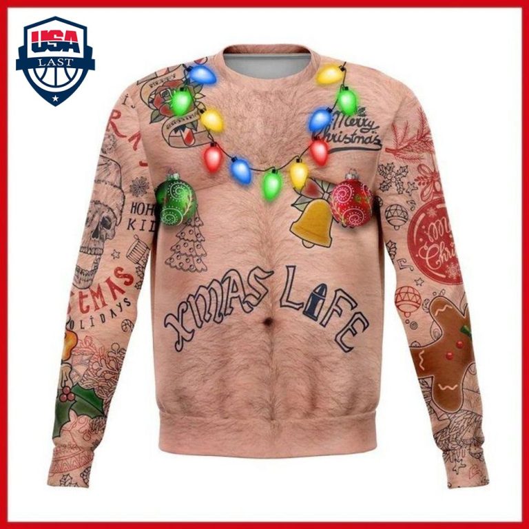 Topless Xmas Life Ugly Christmas Sweater - Selfie expert
