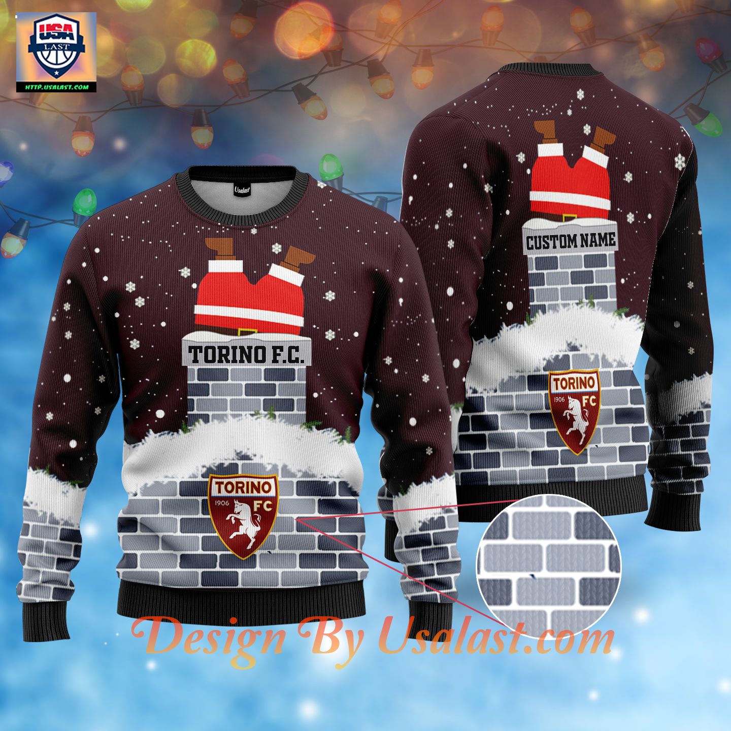 Torino FC Santa Claus Custom Name Ugly Christmas Sweater – Usalast
