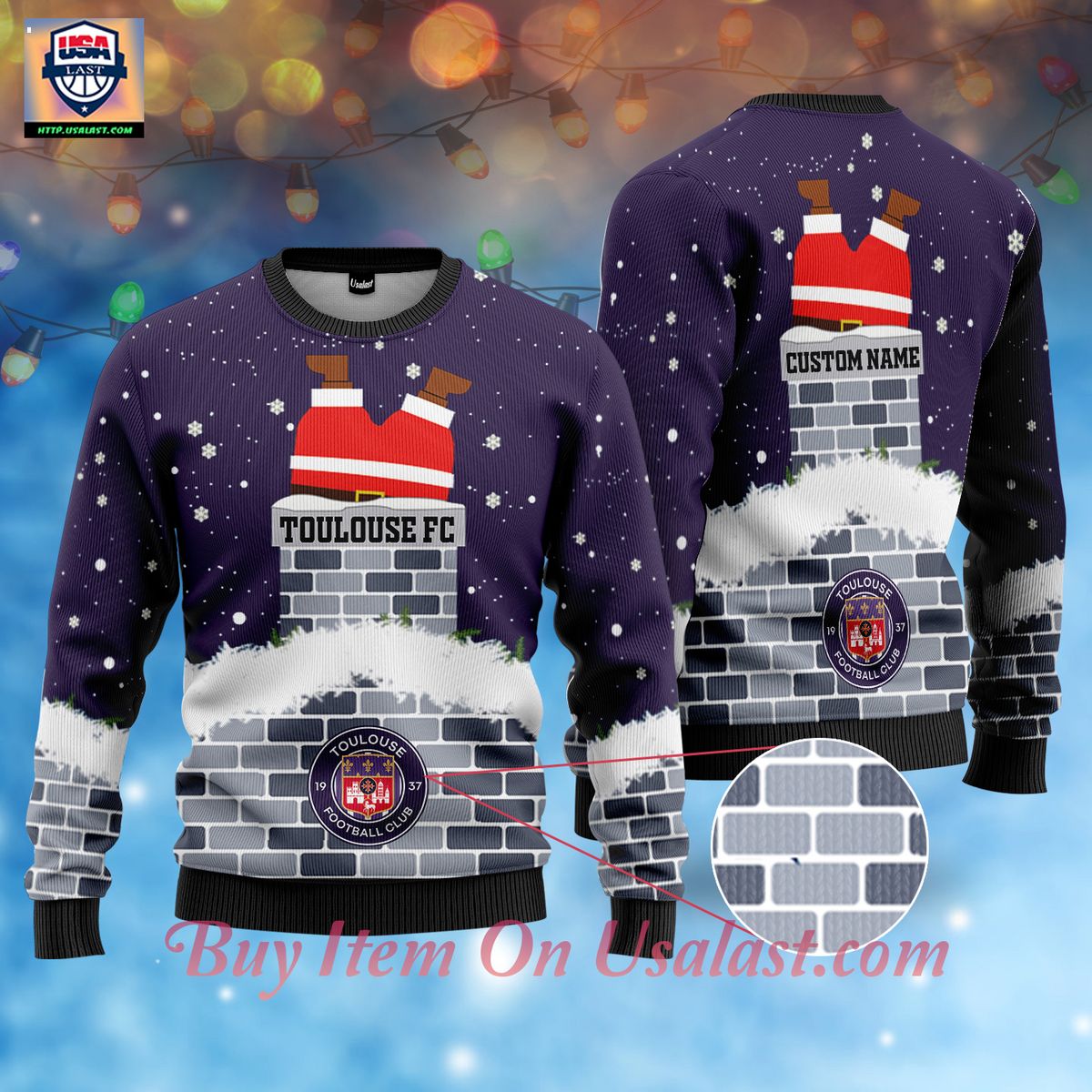 Toulouse FC Santa Claus Custom Name Ugly Christmas Sweater – Usalast