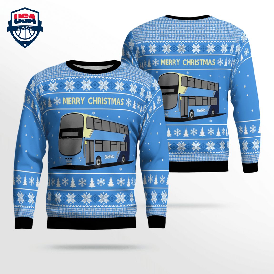 UK Double Decker Bus Sheffield 3D Christmas Sweater – Saleoff