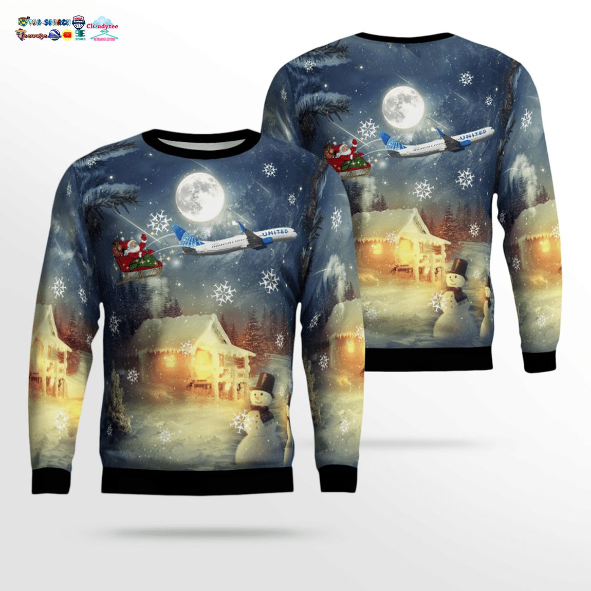 United Airlines Boeing 737-924ER 3D Christmas Sweater – Saleoff