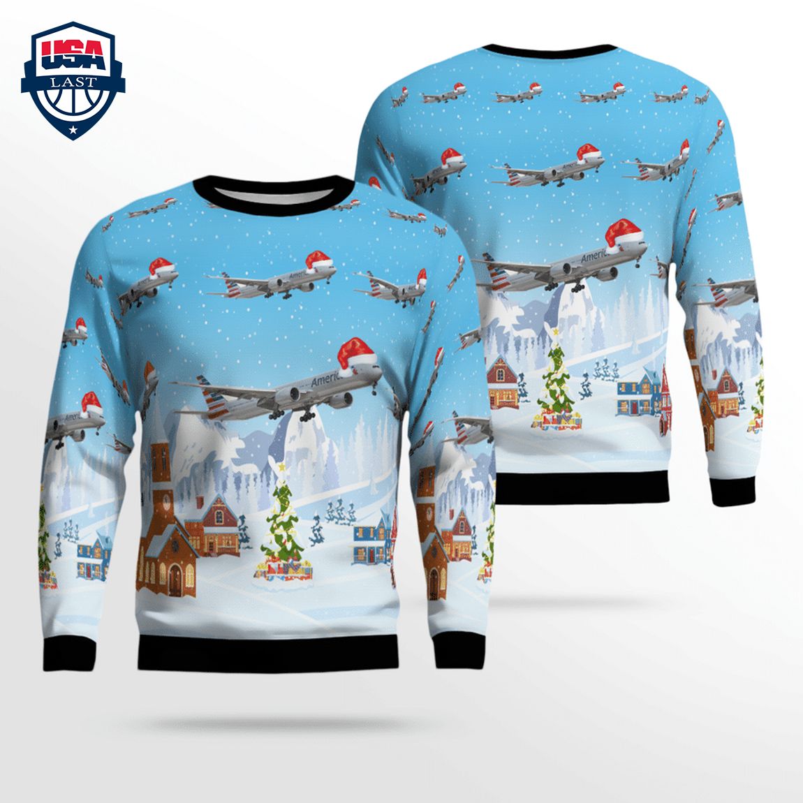 United Airlines Boeing 777-300ER 3D Christmas Sweater – Saleoff