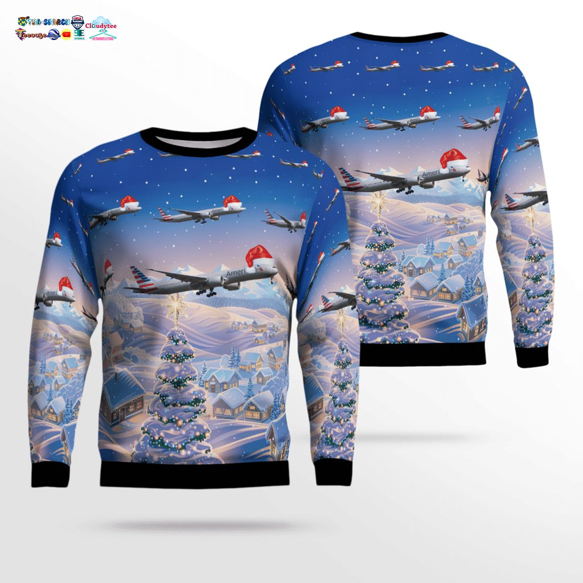 United Airlines Boeing 777-323ER 3D Christmas Sweater – Saleoff