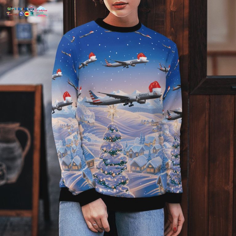 United Airlines Boeing 777-323ER 3D Christmas Sweater - Natural and awesome