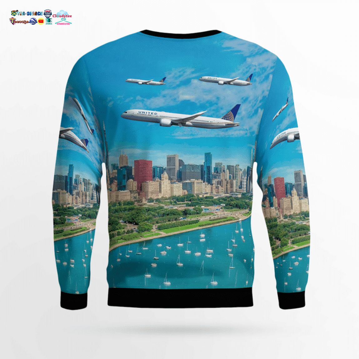 United Airlines Boeing 787-9 Dreamliner Ver 5 3D Christmas Sweater