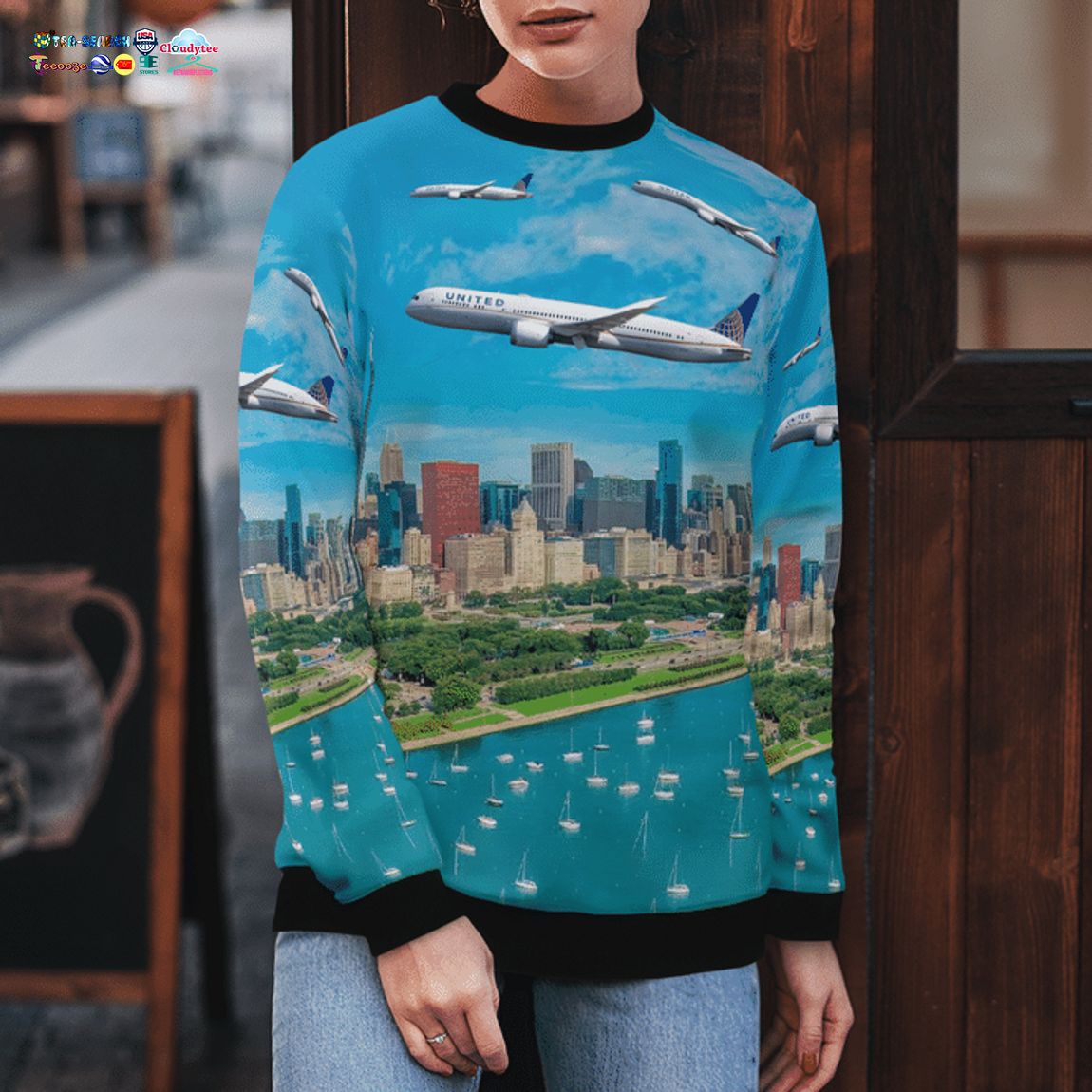 United Airlines Boeing 787-9 Dreamliner Ver 5 3D Christmas Sweater