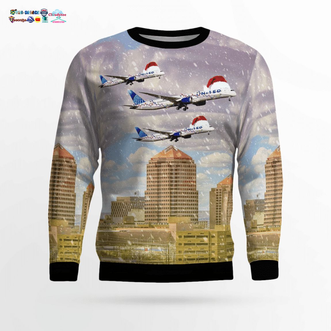 United Airlines Boeing 787 Dreamliner 3D Christmas Sweater