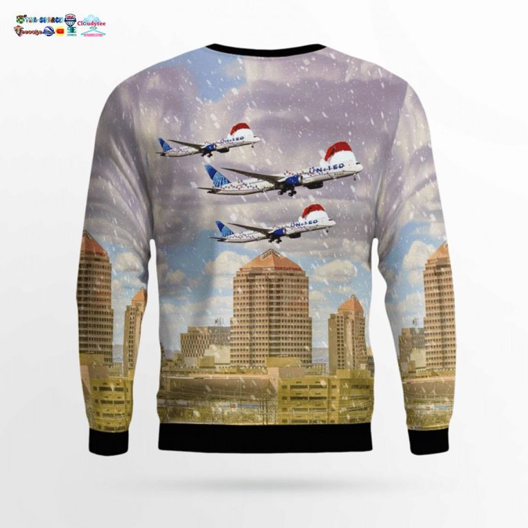 United Airlines Boeing 787 Dreamliner 3D Christmas Sweater - You look too weak