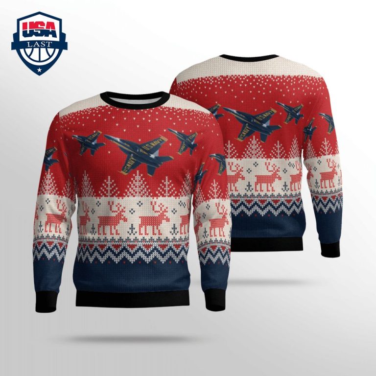 US Navy Blue Angels 3D Christmas Sweater - My friend and partner