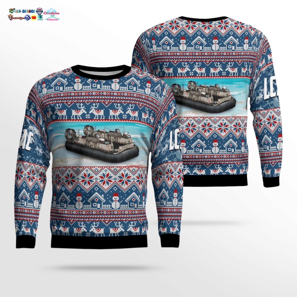 US Navy Landing Craft Air Cushion 3D Christmas Sweater