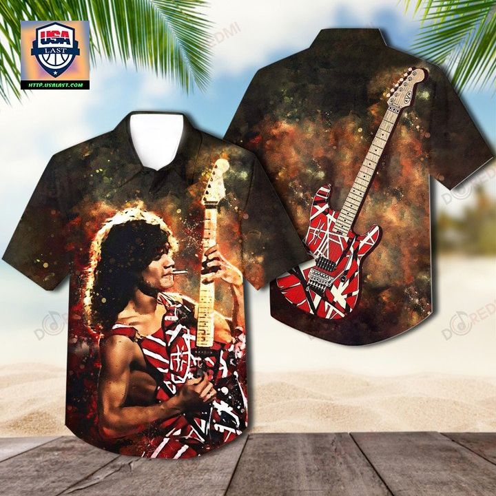 Van Halen Kram 5150 Electric Guitar Hawaiian Shirt - Studious look