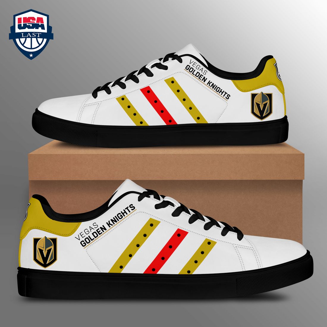 Vegas Golden Knights Yellow Red Stripes Stan Smith Low Top Shoes – Saleoff
