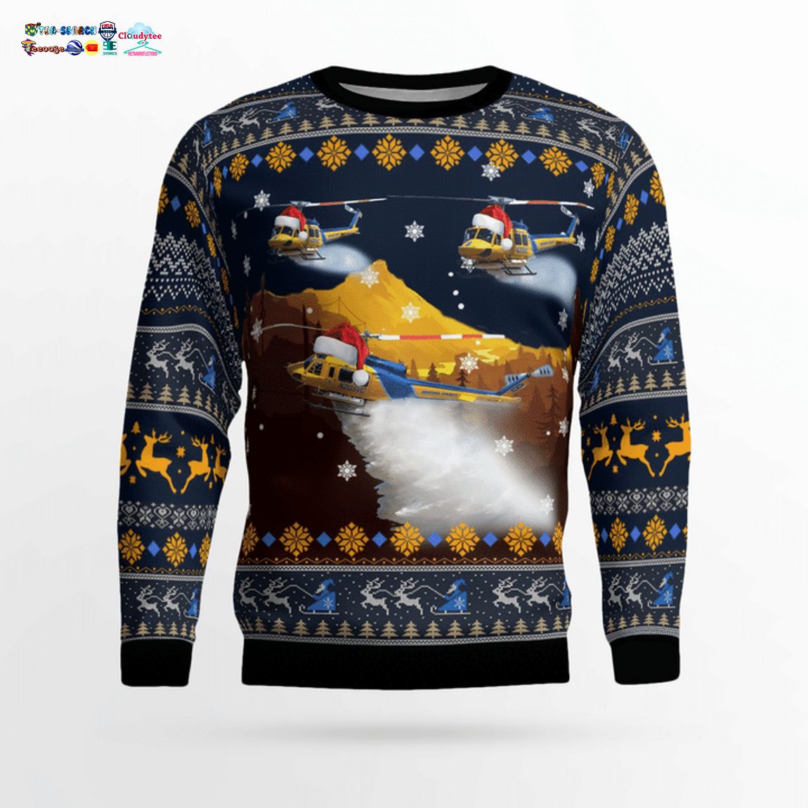 Ventura County Sheriff Fire Support Bell 205A-1 3D Christmas Sweater