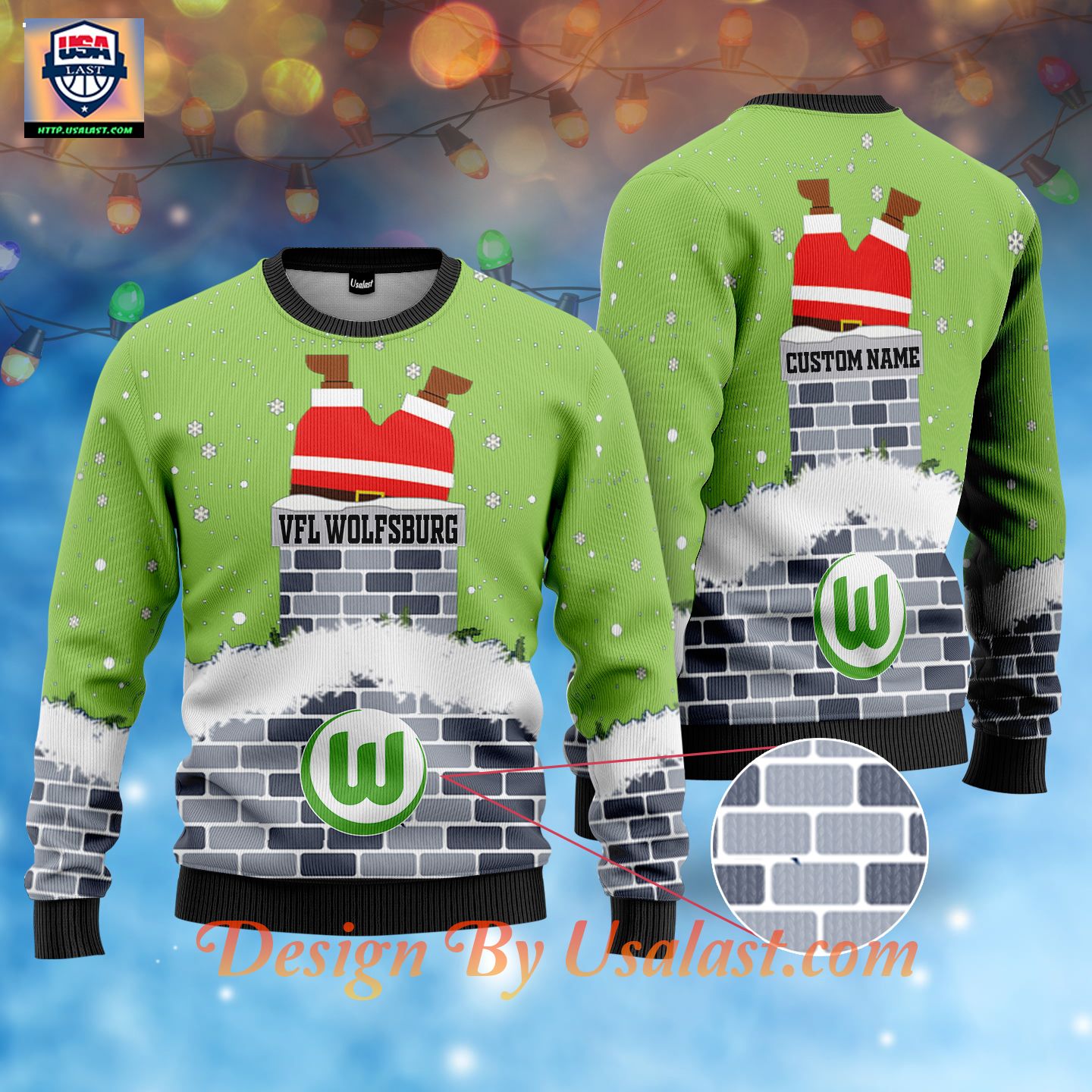 VfL Wolfsburg Custom Name Ugly Christmas Sweater – Green Version – Usalast