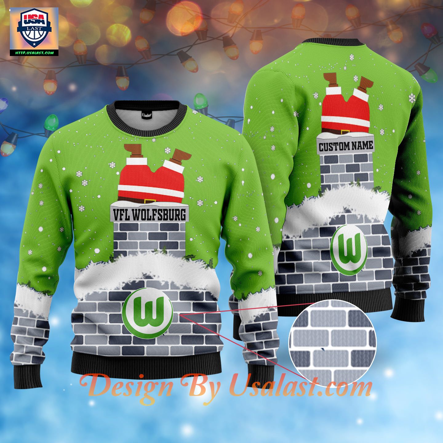VfL Wolfsburg Custom Name Ugly Christmas Sweater Jumper – Usalast
