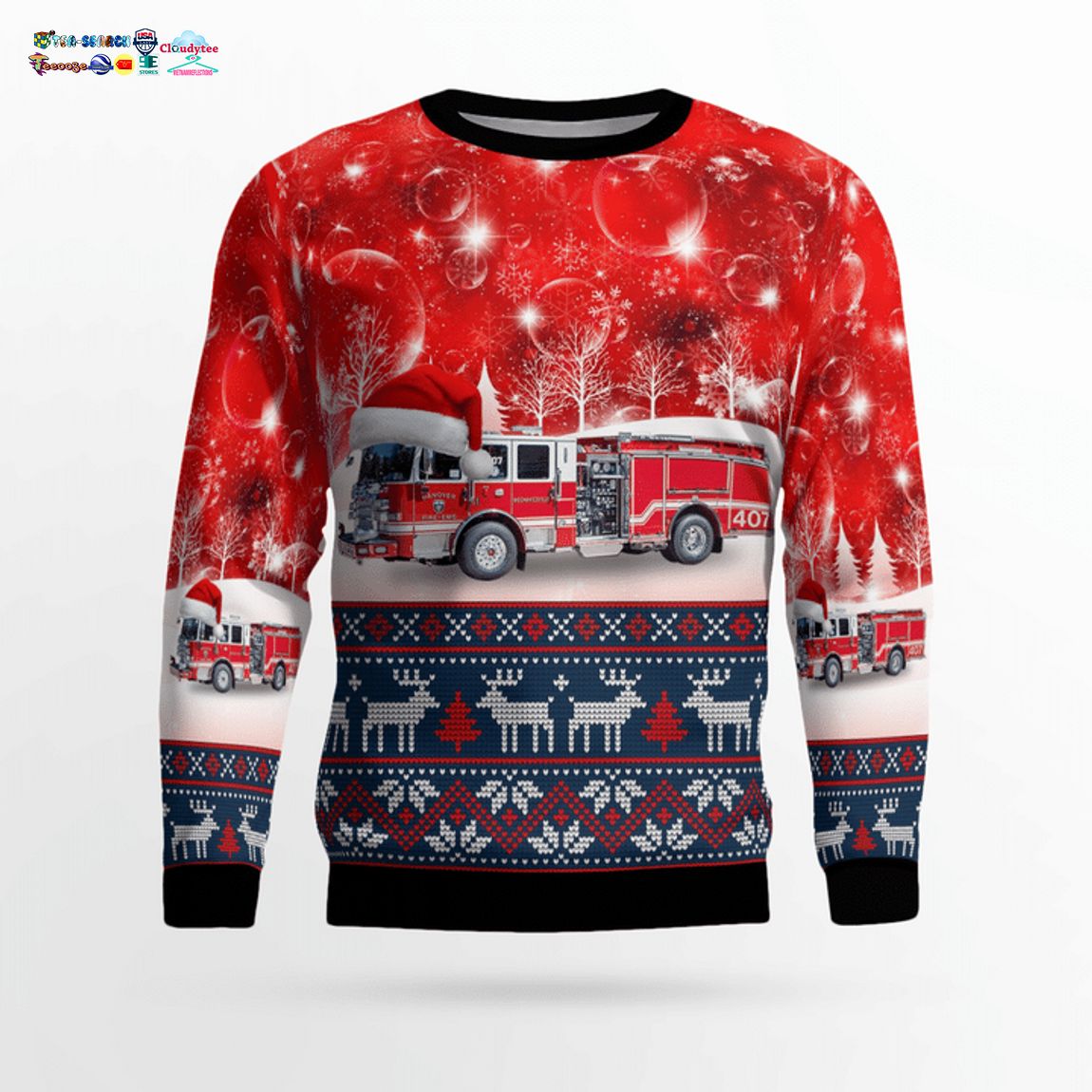 Virginia Hanover County Fire-EMS Department 3D Christmas Sweater